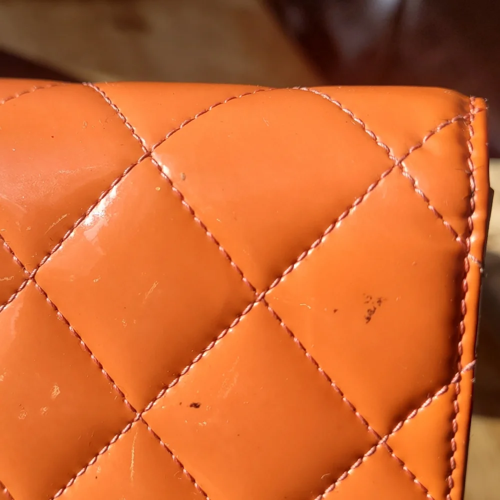 CHANEL Quilted Patent Leather Wallet